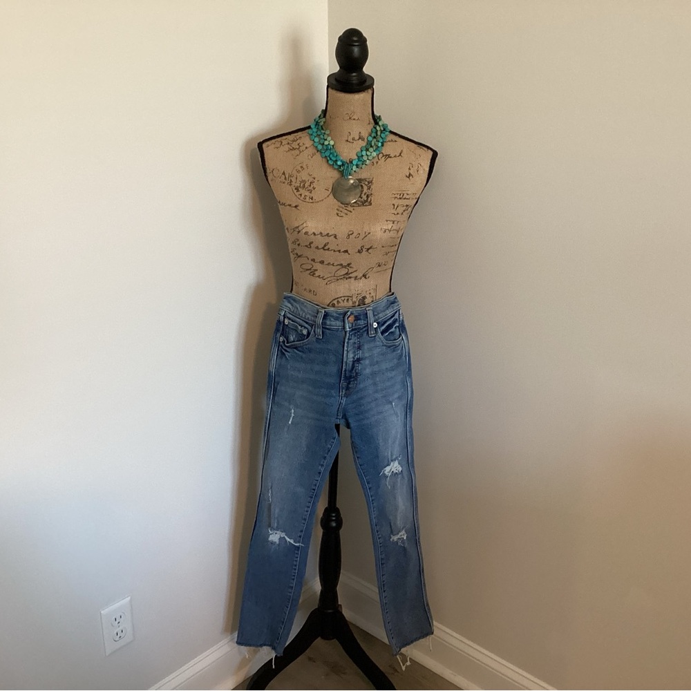 Blue Gap Straight Leg Jeans with Distressed Details